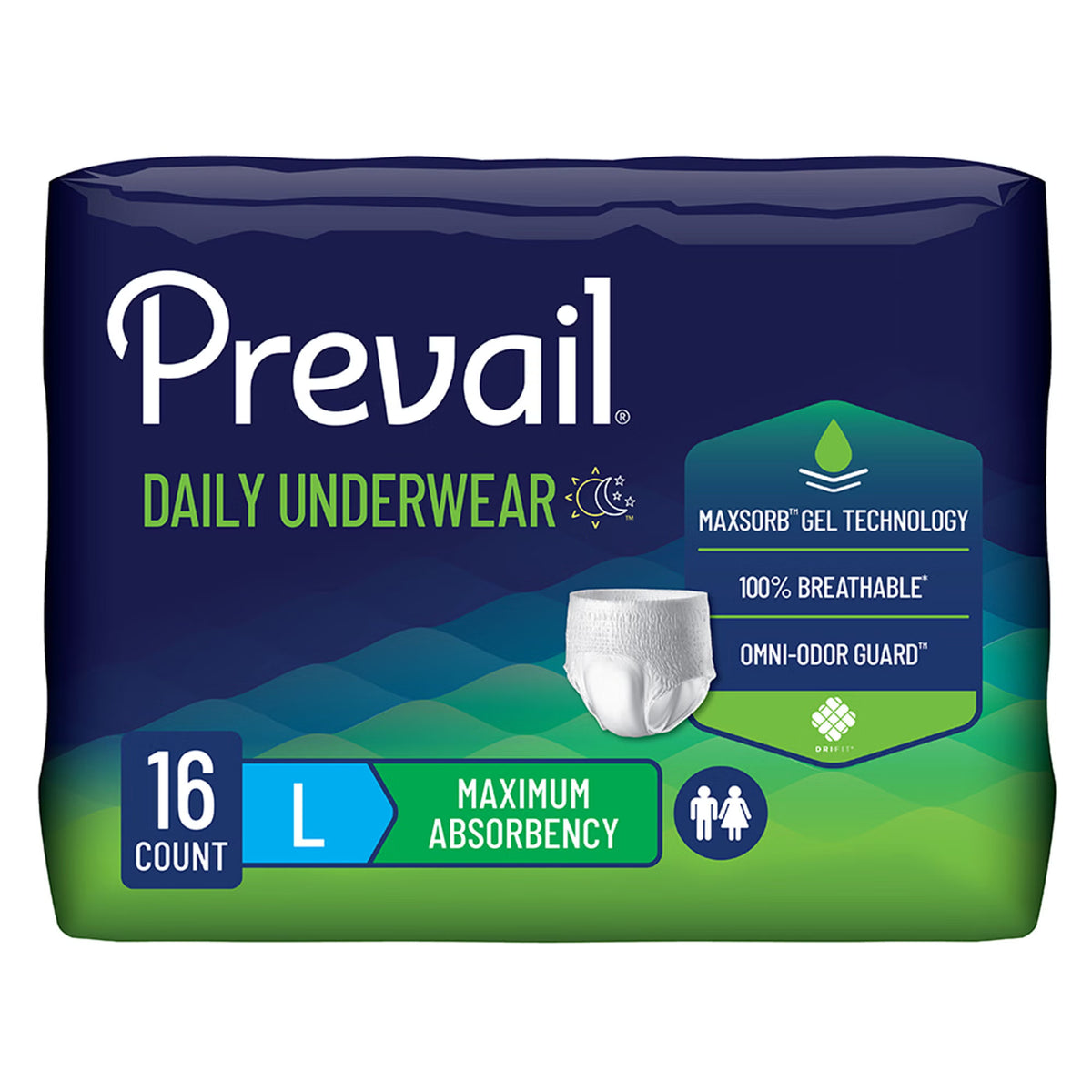Prevail® Maximum Absorbent Underwear, Large, CS/64