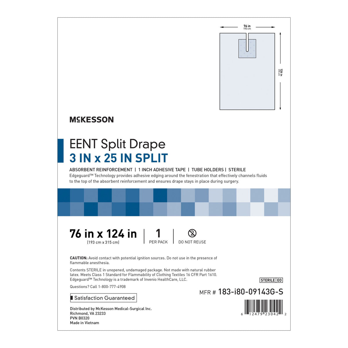 McKesson Sterile EENT Split Drape, 76 x 124 Inch, PK/1