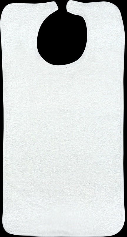 Beck's Classic Reusable Terry Cloth Bib with Velcro Closure, White, 18" x 36", EA/1