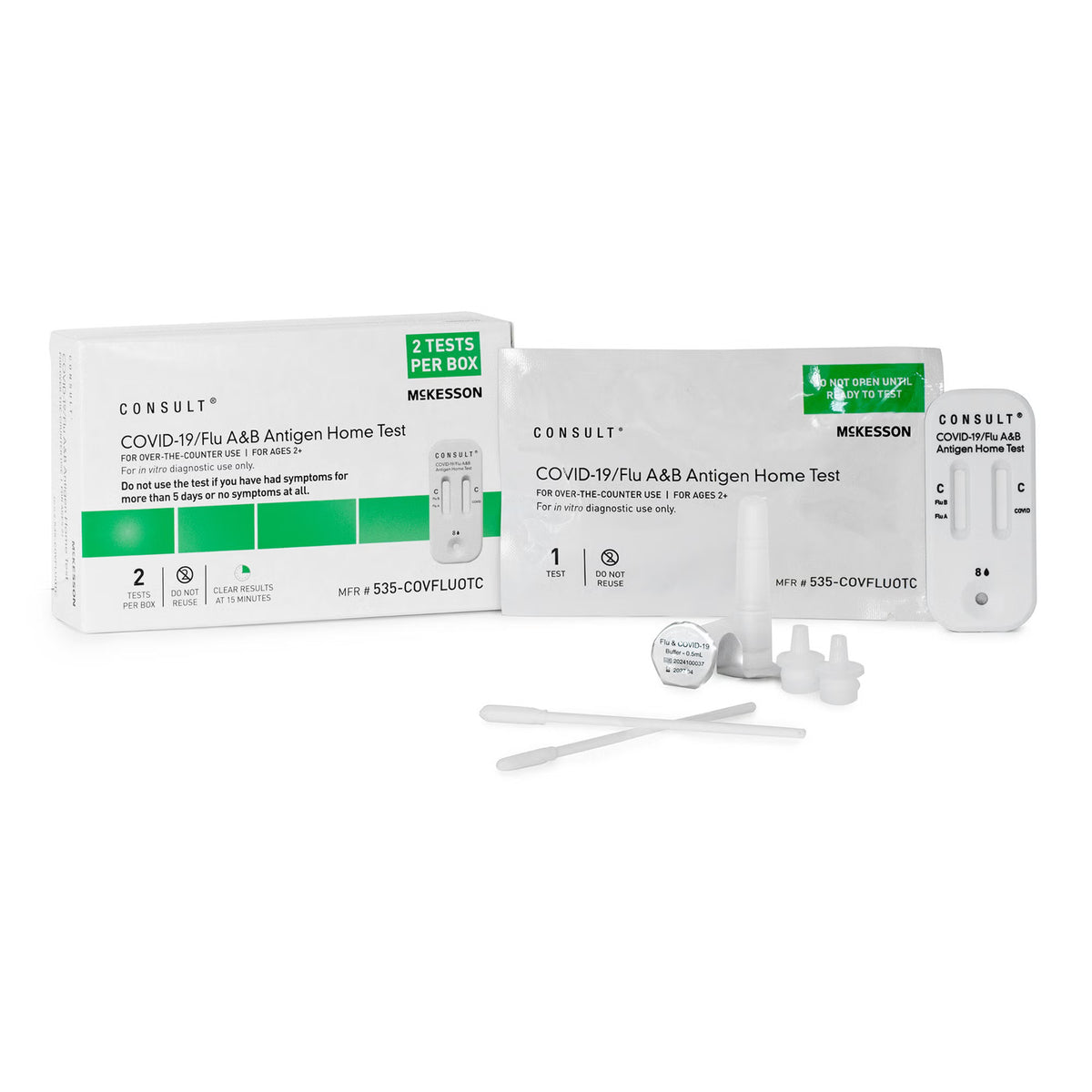 McKesson Consult® COVID-19/Flu A & B Antigen Home Test, CS/300