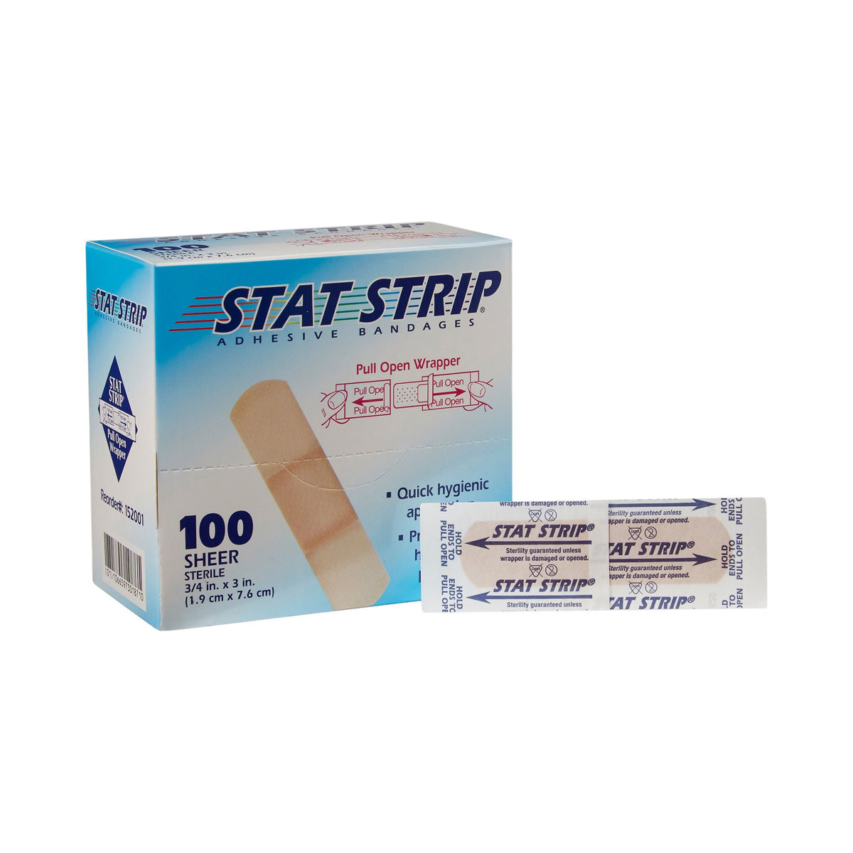 American® White Cross Stat Strip® Tan Adhesive Strip, ¾ x 3 Inch, BX/100