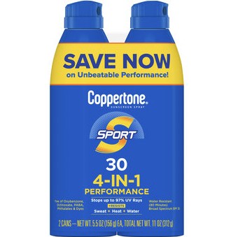 Beiersdorf Coppertone Sport Continuous Spray, SPF 30, Twin Pack, 11oz (2x 5.5oz) - REPLACES BEI48117
