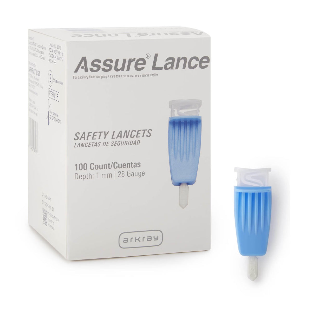 Assure® Safety Lancet, 28 Gauge, 1.0 mm Depth, Light Blue, CS/4800