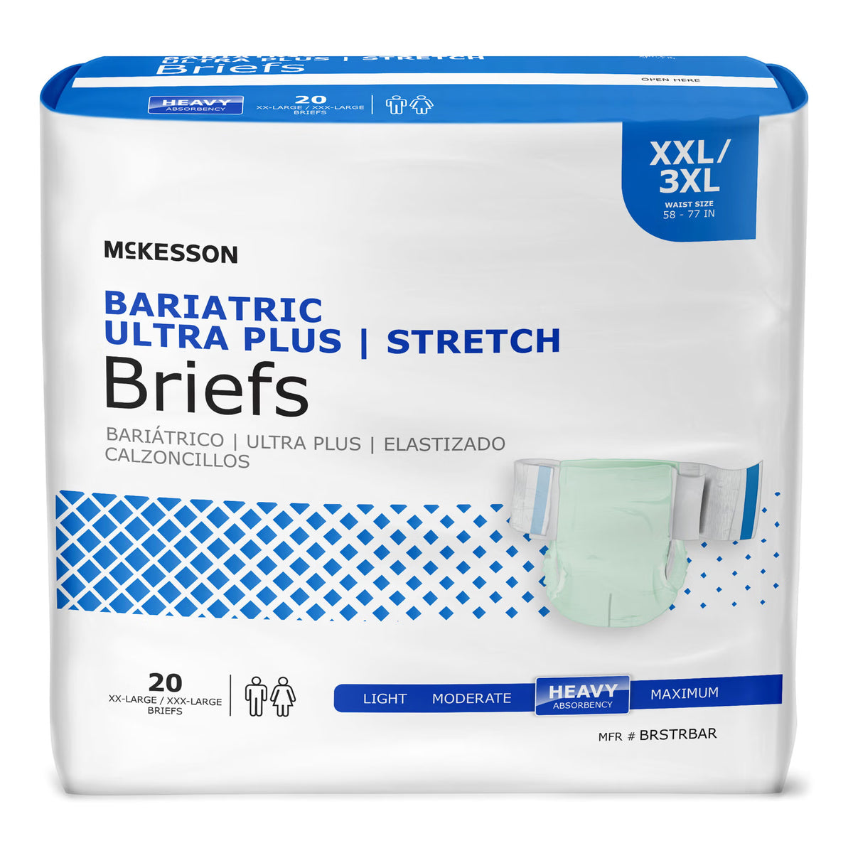 McKesson Ultra Plus Stretch Heavy Absorbency Incontinence Brief, Bariatric, CS/80