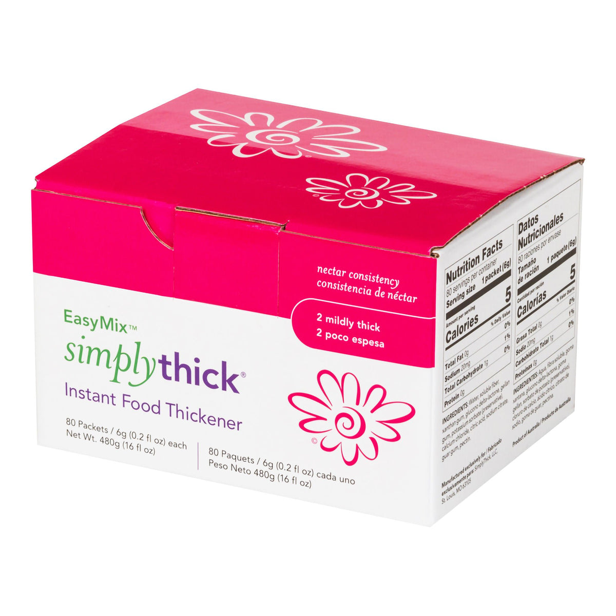 SimplyThick® Easy Mix™ Nectar Consistency Food and Beverage Thickener, CS/80