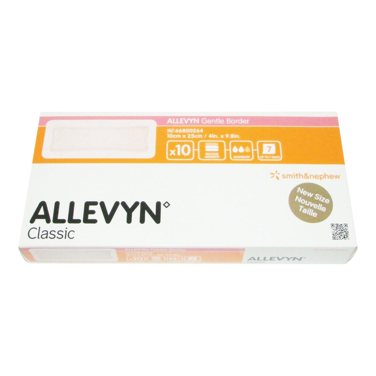 Allevyn Gentle Border Silicone Foam Dressing, 4 x 10 Inch, BX/10
