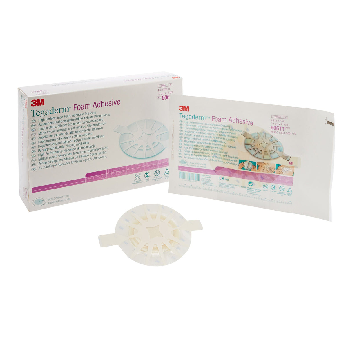 3M™ Tegaderm™ High-Performance Foam Dressing Adhesive, 4 x 4½ Inch, EA/1