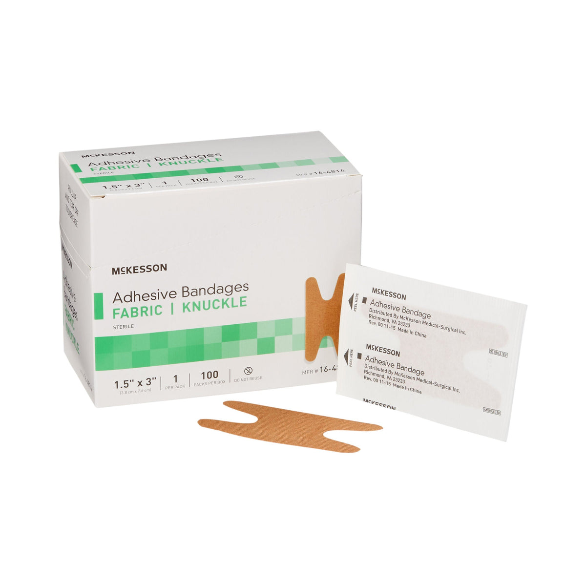 McKesson Knuckle Tan Adhesive Strip, 1-1/2 x 3 Inch, BX/100