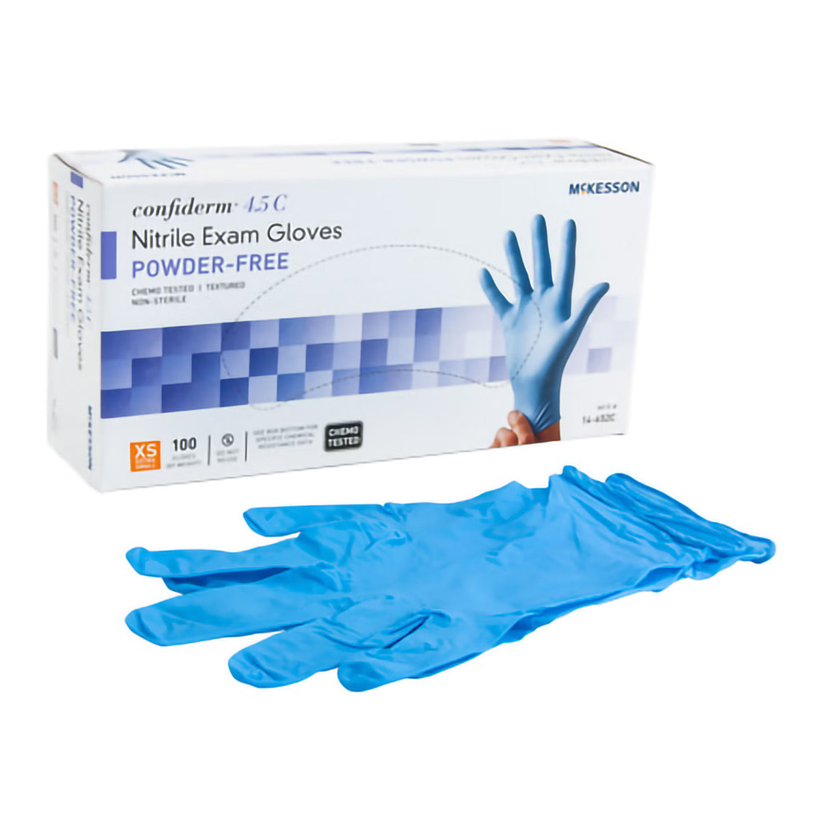 McKesson Confiderm® 4.5C Nitrile Exam Glove, Extra Small, Blue, CS/1000