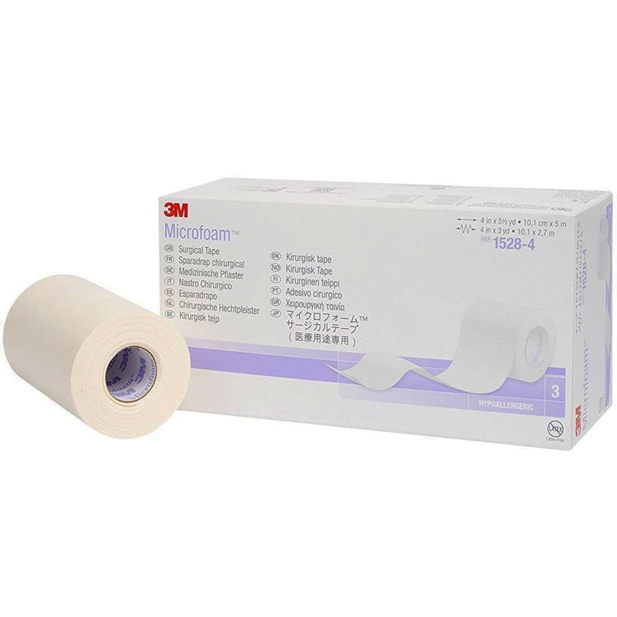 3M™ Microfoam™ Foam / Acrylic Adhesive Medical Tape, 4 Inch x 5-1/2 Yard, White, RL/1