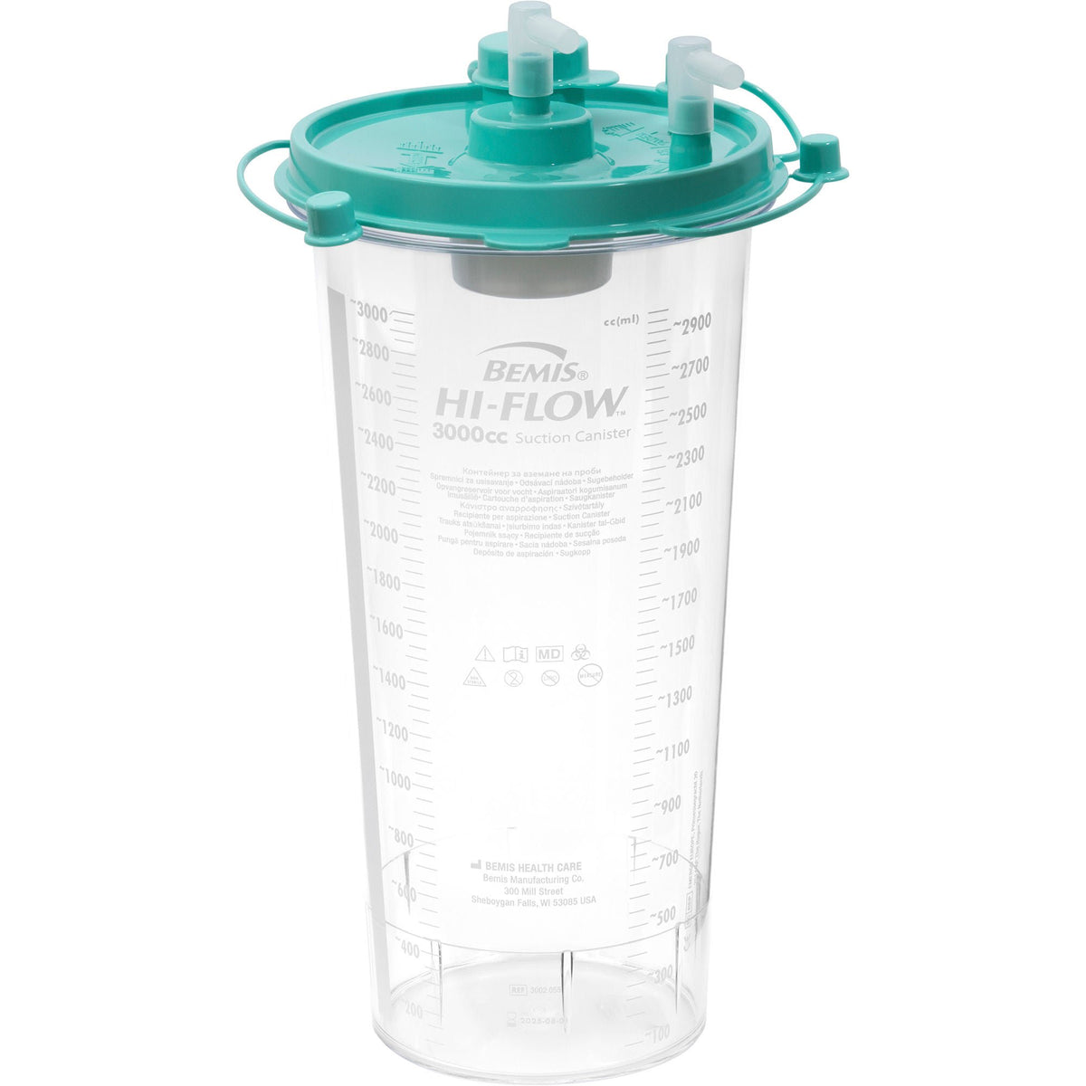 Hi-Flow™ Rigid Suction Canister for use with Bemis Quick-Drain™ Systems, 3000 mL, EA/1