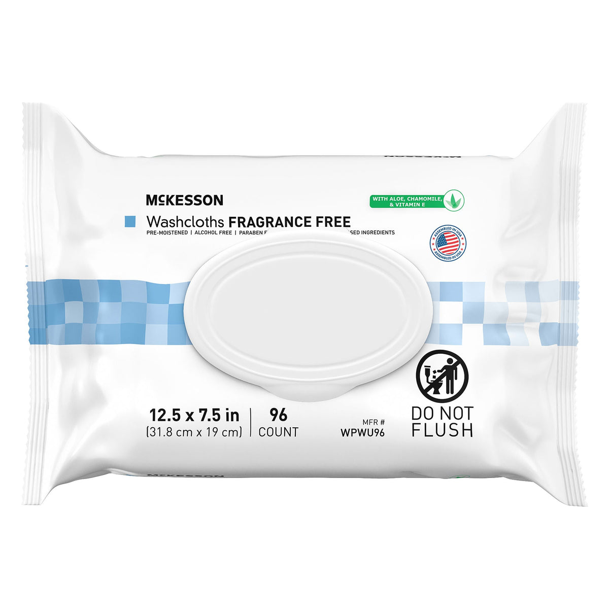 McKesson Fragrance Free Personal Cleansing Wipe, Nonflushable, PK/96