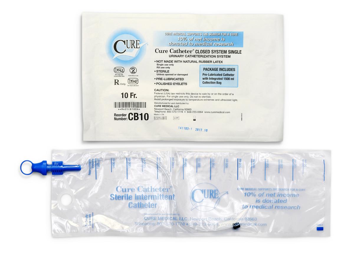 Cure Catheter Single, Closed System, Unisex, Straight Tip, 10 FR