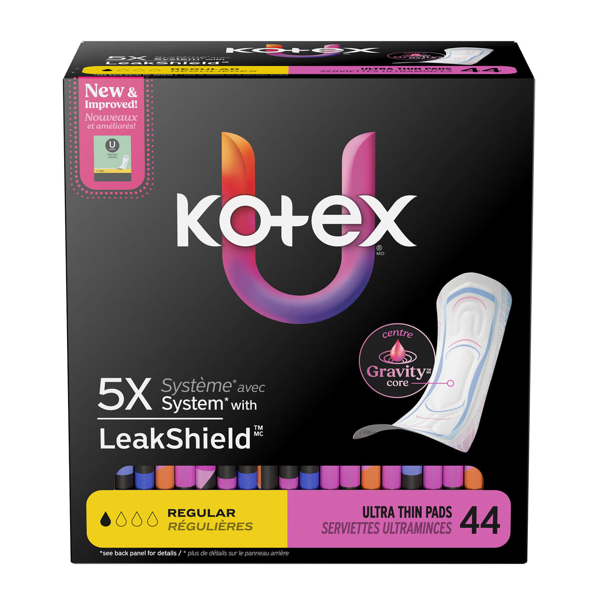 PAD, KOTEX PREM ULTRATHN REG CORE (44/PK 4PK/CS), CS/176