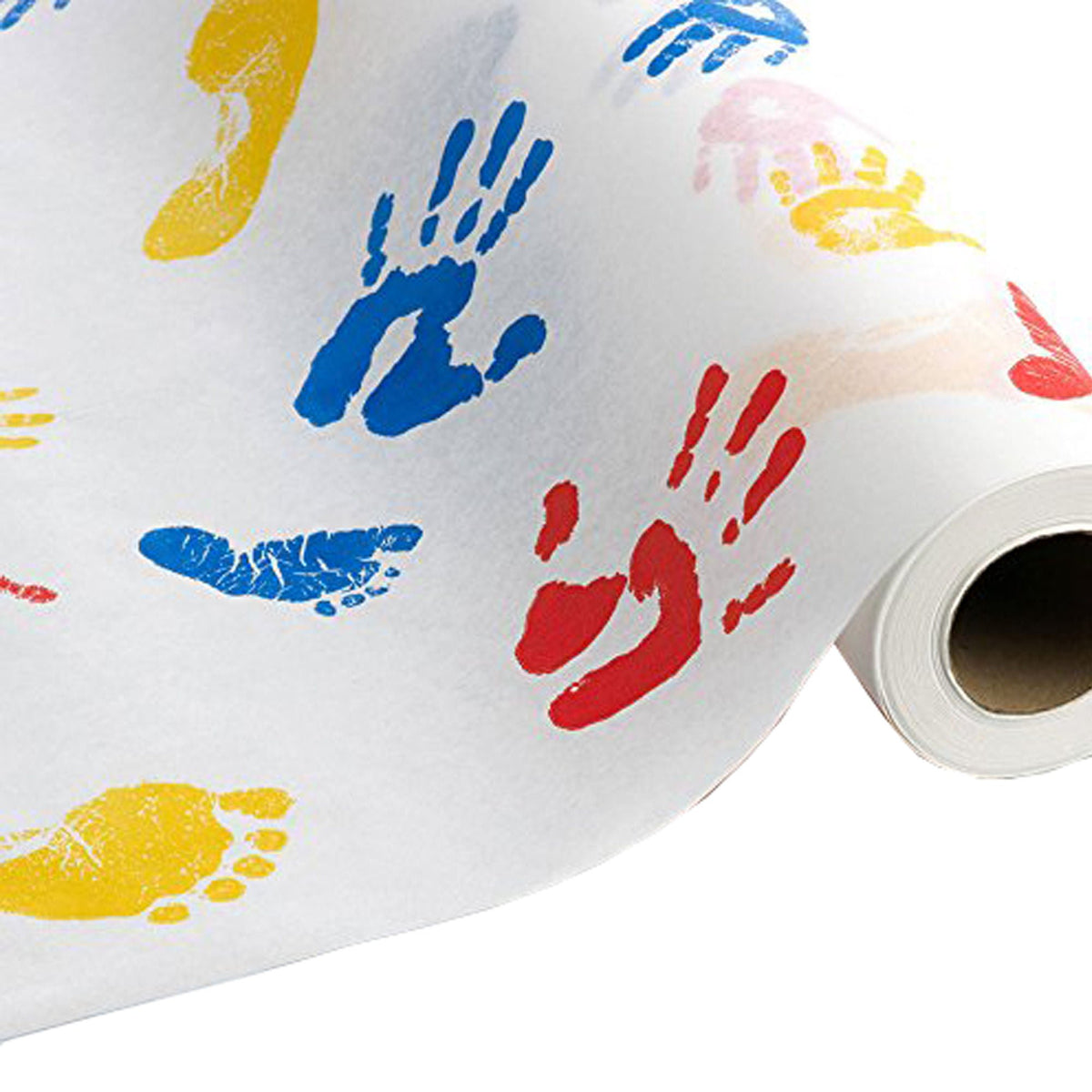 Tiny Tracks™ Crepe Table Paper, 21 Inch x 125 Foot, White with Multicolor Print, CS/12