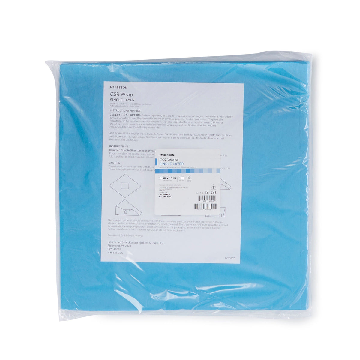 McKesson Single Layer Sterilization Wrap, 15 x 15 Inch, BX/1
