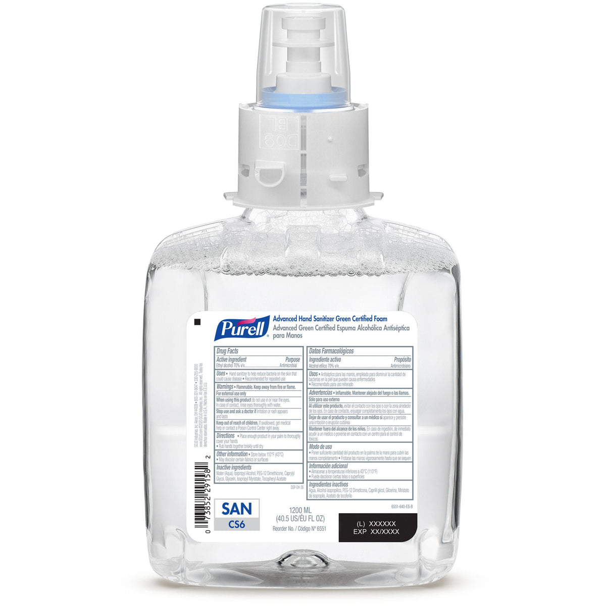 Purell® Advanced Hand Sanitizer Green Certified Foam Refill for CS6 Dispenser