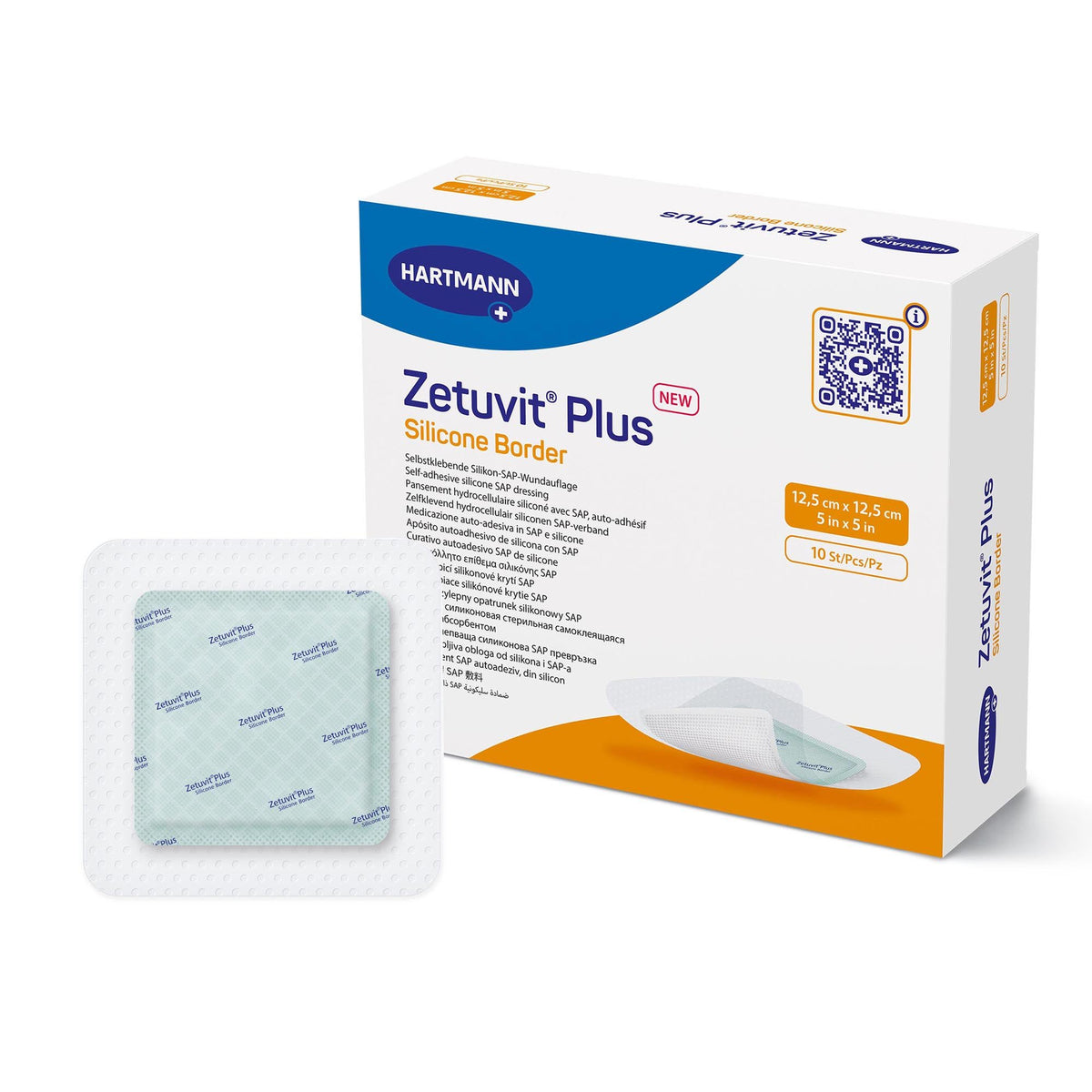 Zetuvit® Plus Silicone Border Super Absorbent Dressing, 5 x 5 Inch, EA/1
