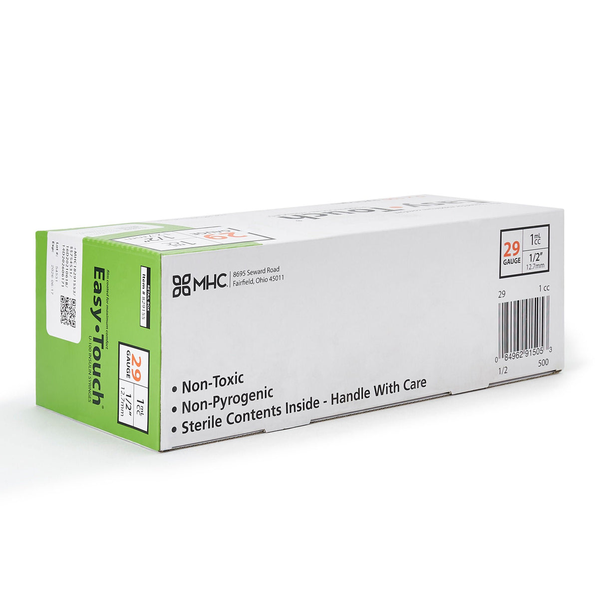 EasyTouch™ Standard Insulin 1cc Syringe with Needle, 29 Gauge, 1/2 Inch Length