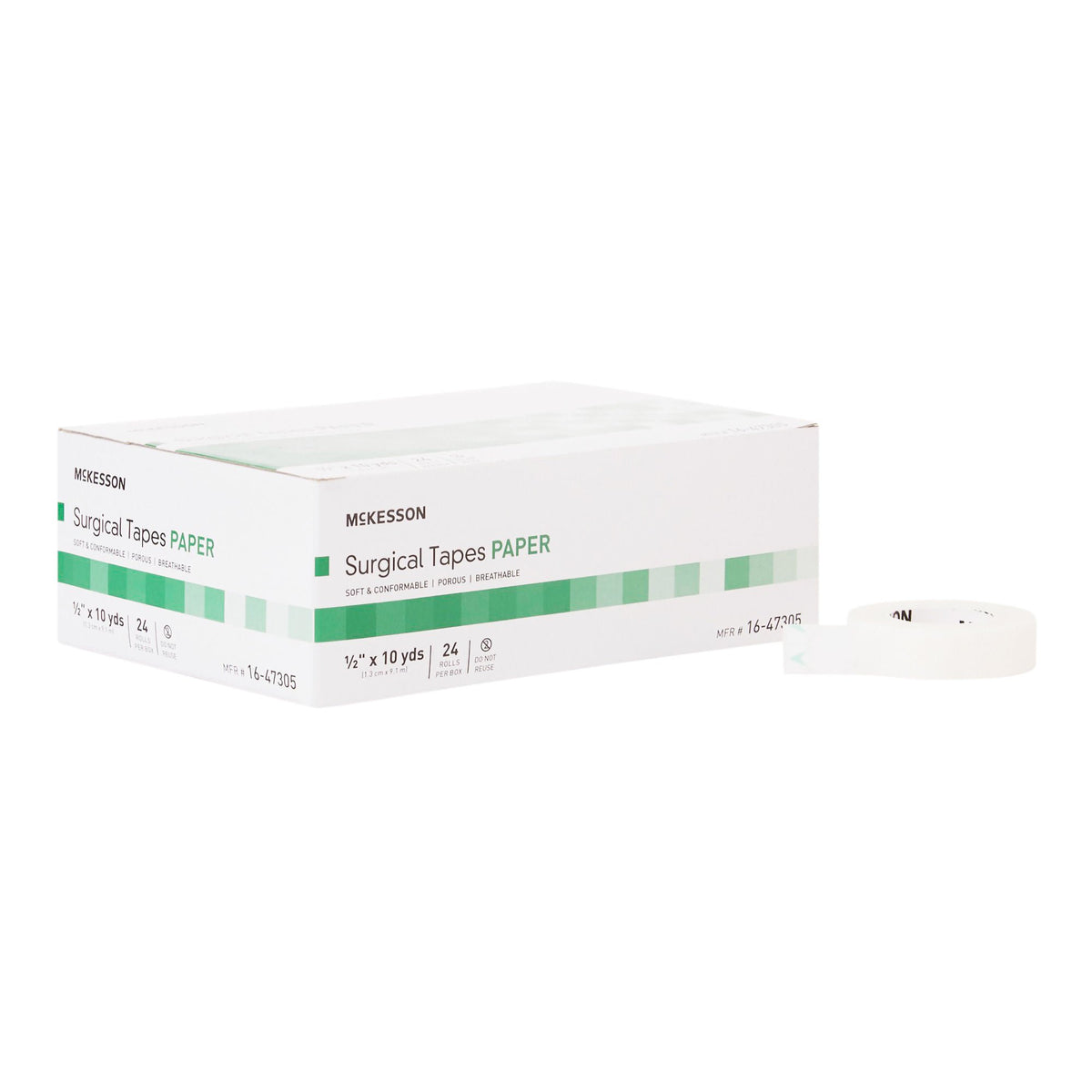 McKesson Paper Medical Tape, 1/2 Inch x 10 Yard, White, BX/24