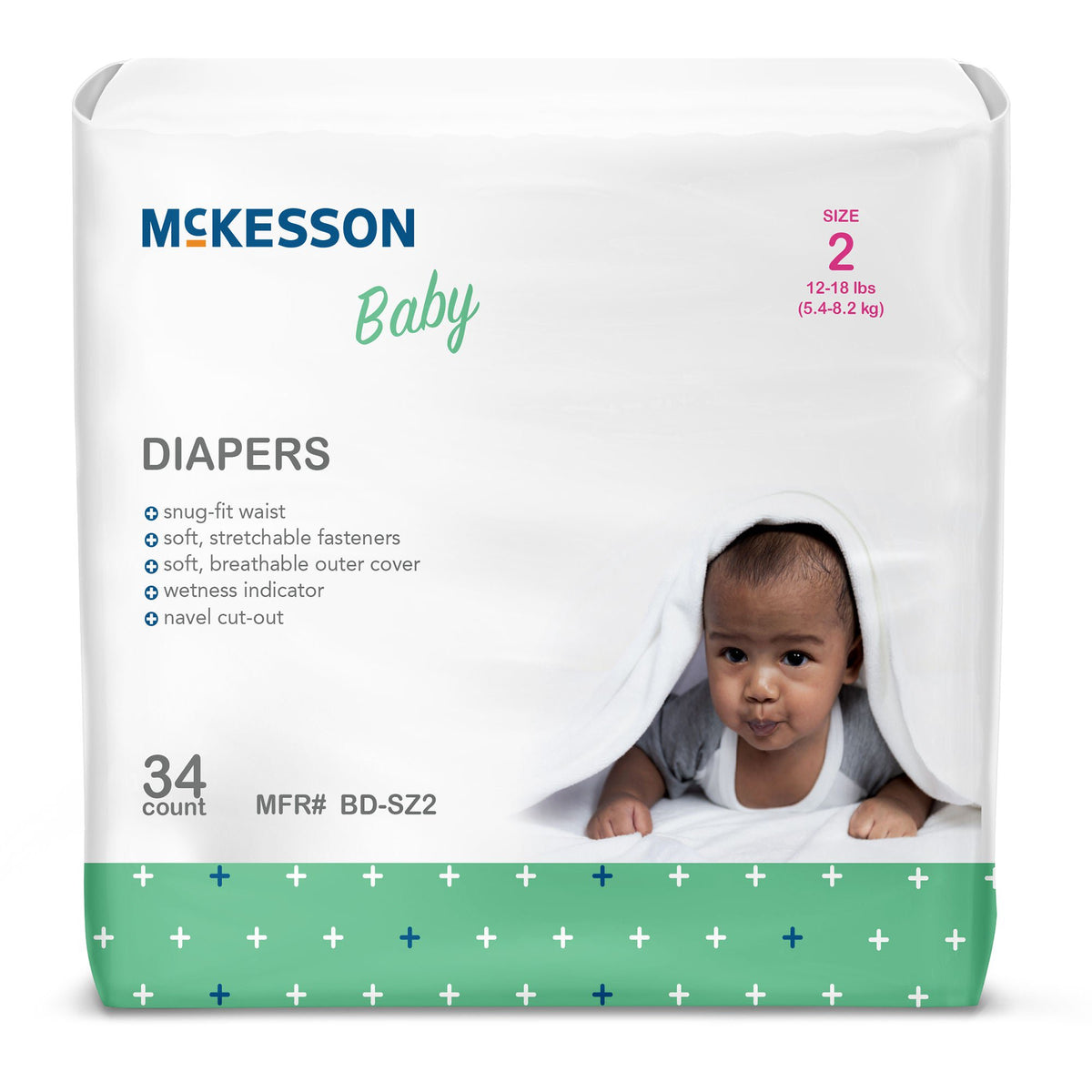 McKesson Baby Diaper, Size 2 for Babies weighing 2 to 18 lbs., BG/1