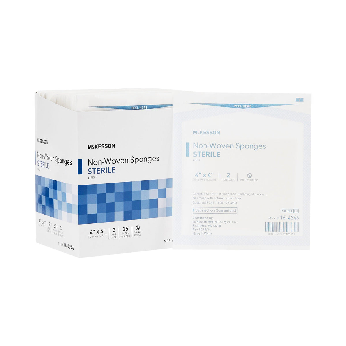 McKesson Sterile Nonwoven Sponge, 4 x 4 Inch, Six Ply, CS/300