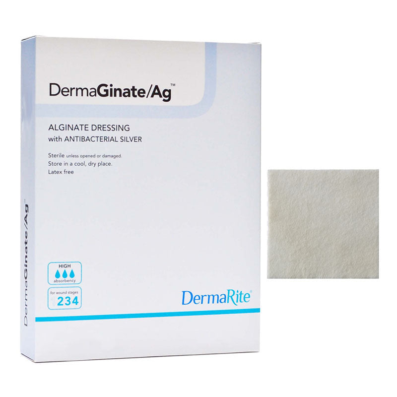 DermaGinate Ag Alginate Wound Dressing with Antibacterial Silver, 4" x 5", EA/1