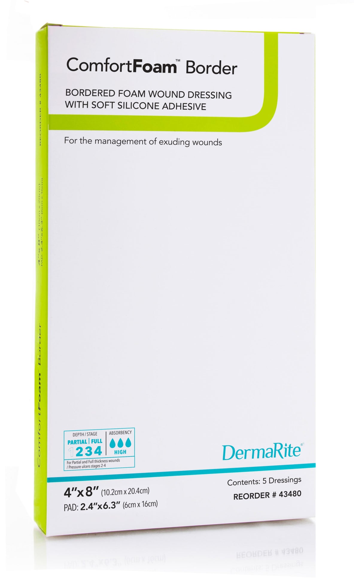 ComfortFoam Silicone Foam Border Dressing, 4" x 8"