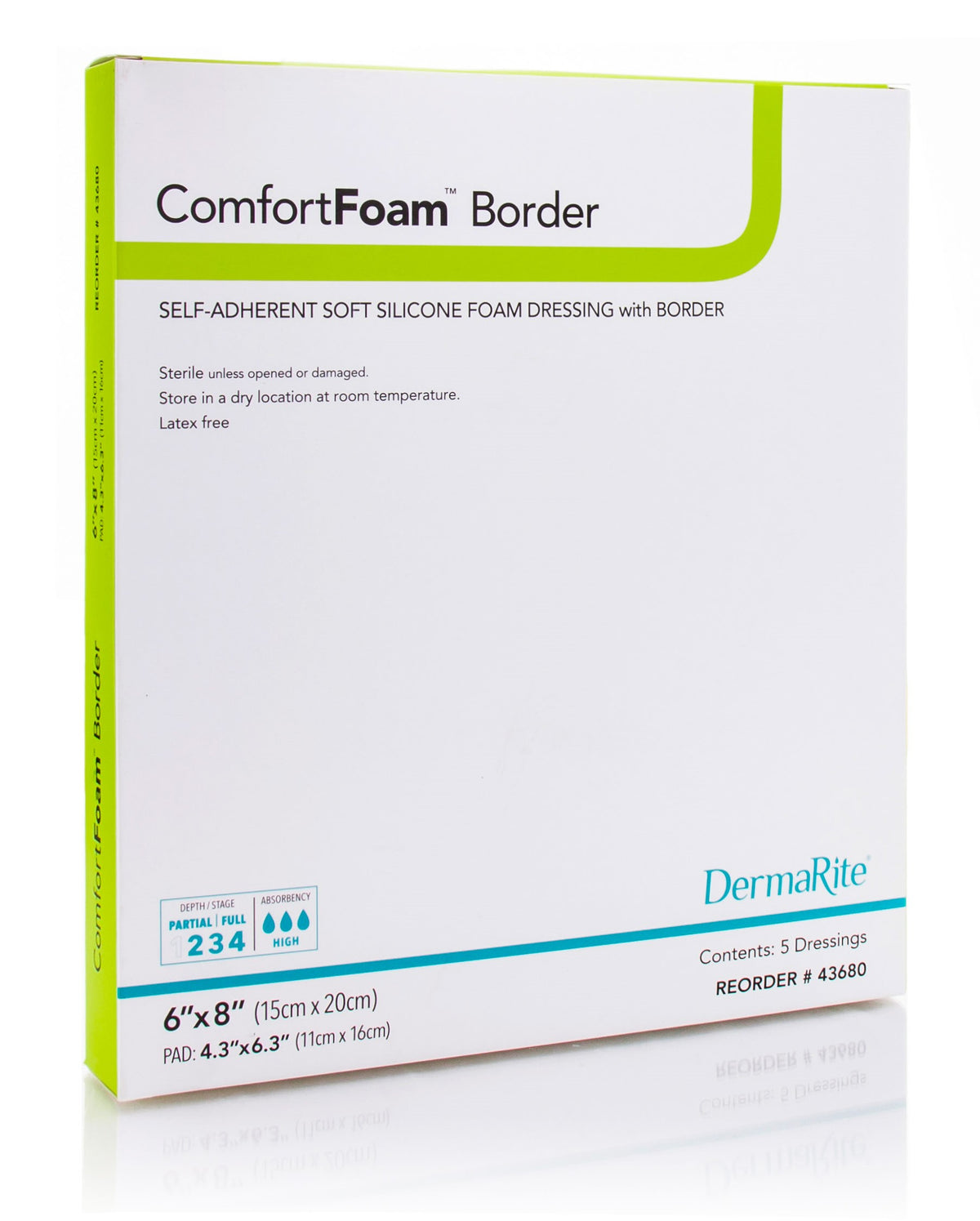 ComfortFoam Silicone Foam Border Dressing, 6" x 8"