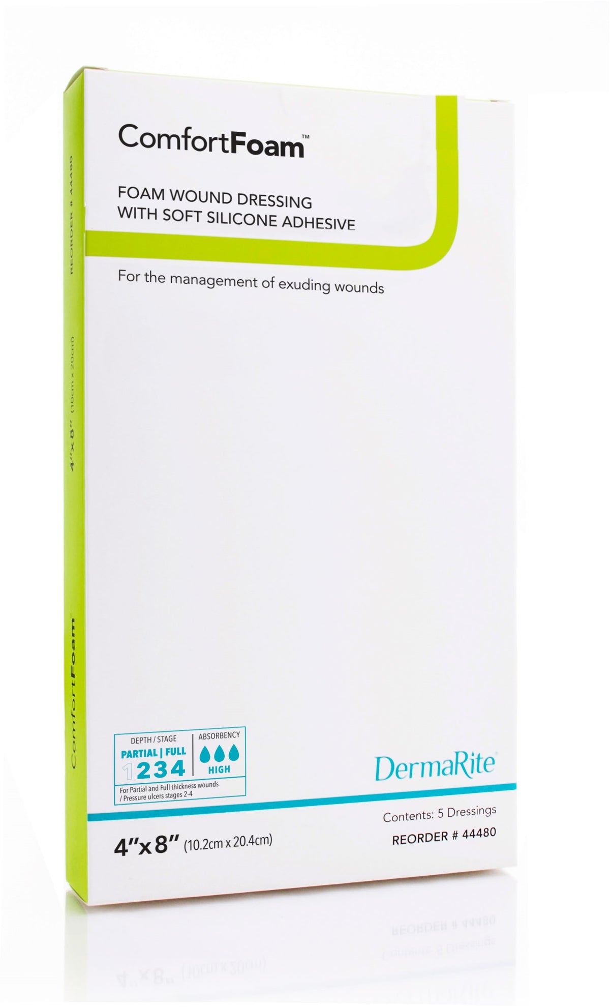ComfortFoam Silicone Foam Non-Border Dressing, 4" x 8"