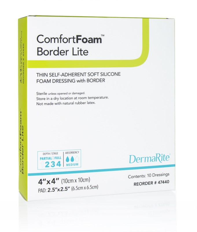 ComfortFoam Silicone Foam Border Lite Dressing, 4" x 4", EA/1