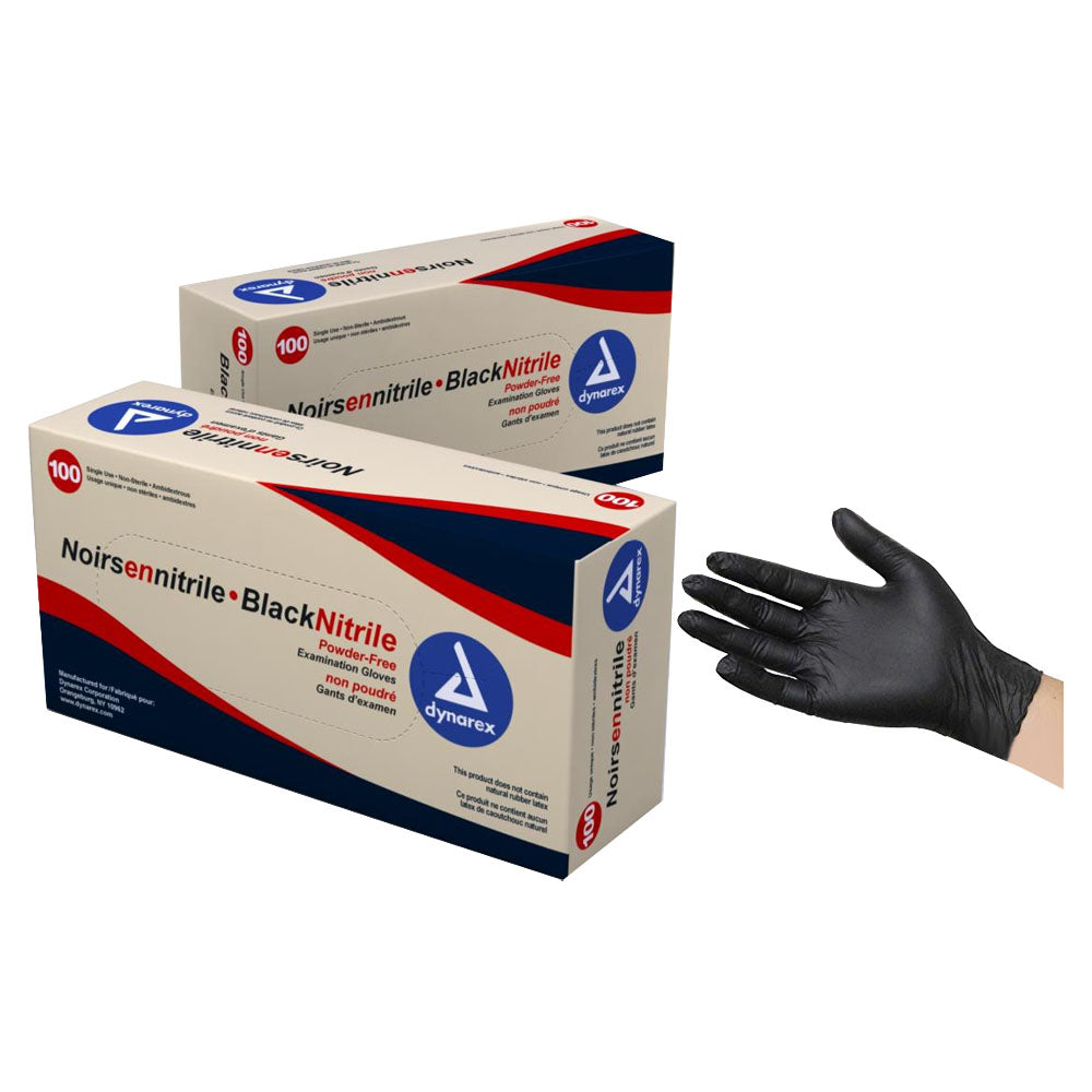Safe-Touch Nitrile Examination Gloves, Powder-Free, Medium, Black