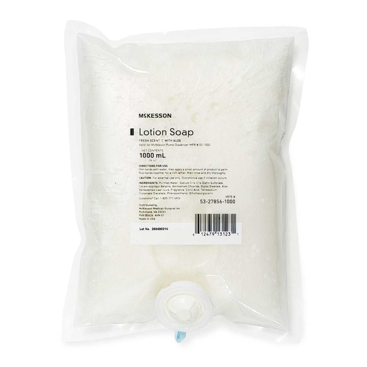 McKesson Lotion Soap, 1,000 mL Refill Bag, Fresh Scent, EA/1
