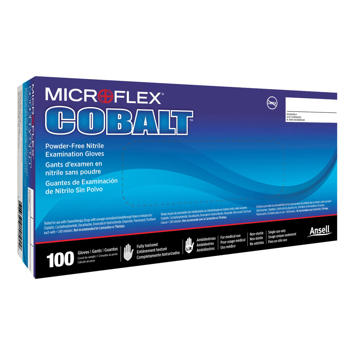 Microflex® Cobalt® Nitrile Exam Glove, Medium, Blue, BX/100