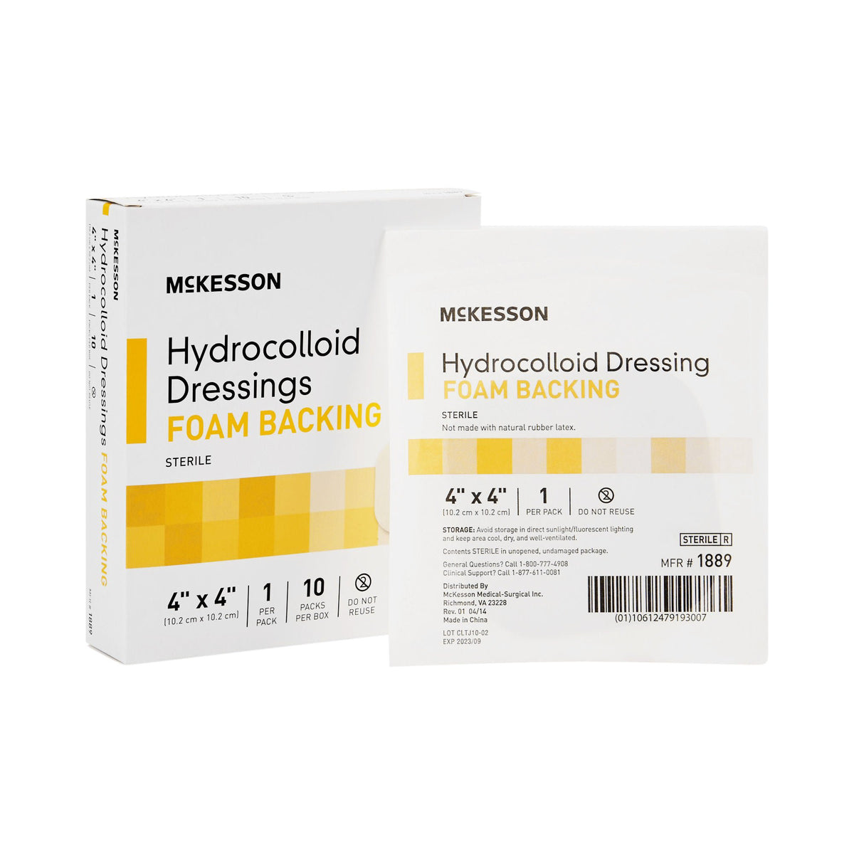McKesson Hydrocolloid Dressing with Foam Backing, 4 x 4 Inch, CS/100
