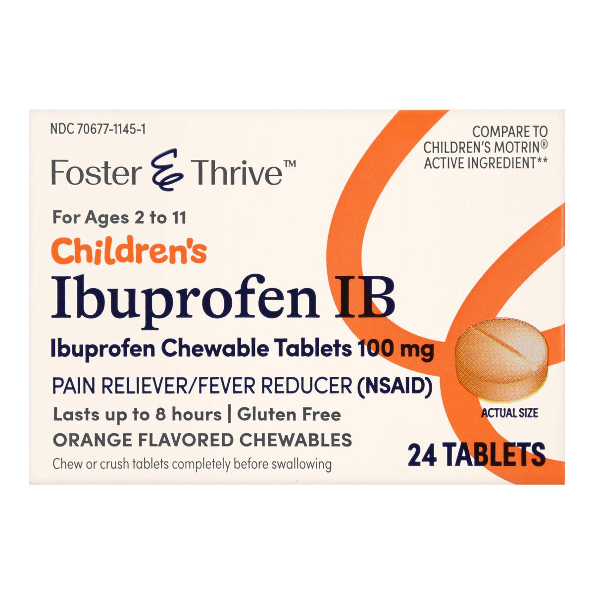 Foster & Thrive™ Children's Ibuprofen IB Chewable Tablets 100 mg Orange, EA/1