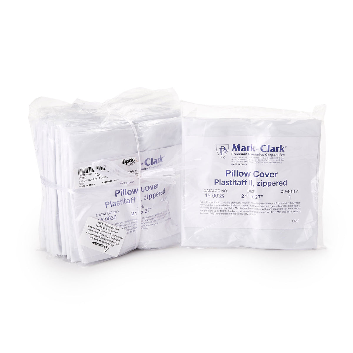 Mark-Clark® White 4 mil Plastistaff Pillow Cover With Zip, 21 x 27 Inch, EA/1