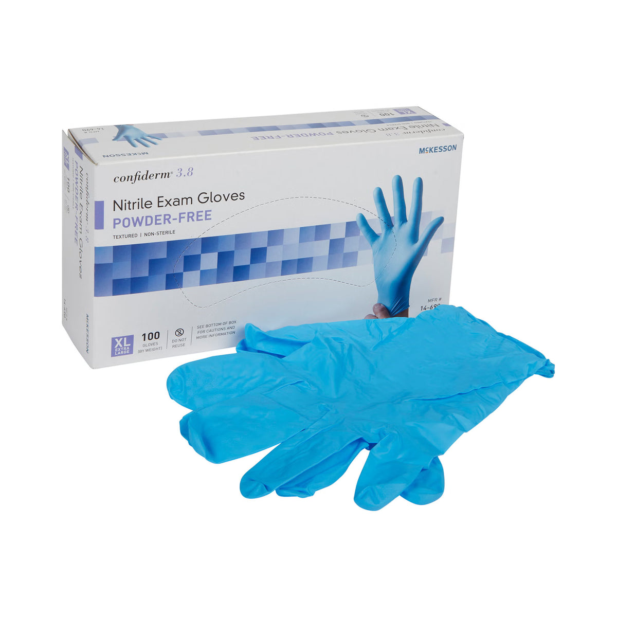 McKesson Confiderm® 3.8 Nitrile Exam Glove, Extra Large, Blue, BX/100