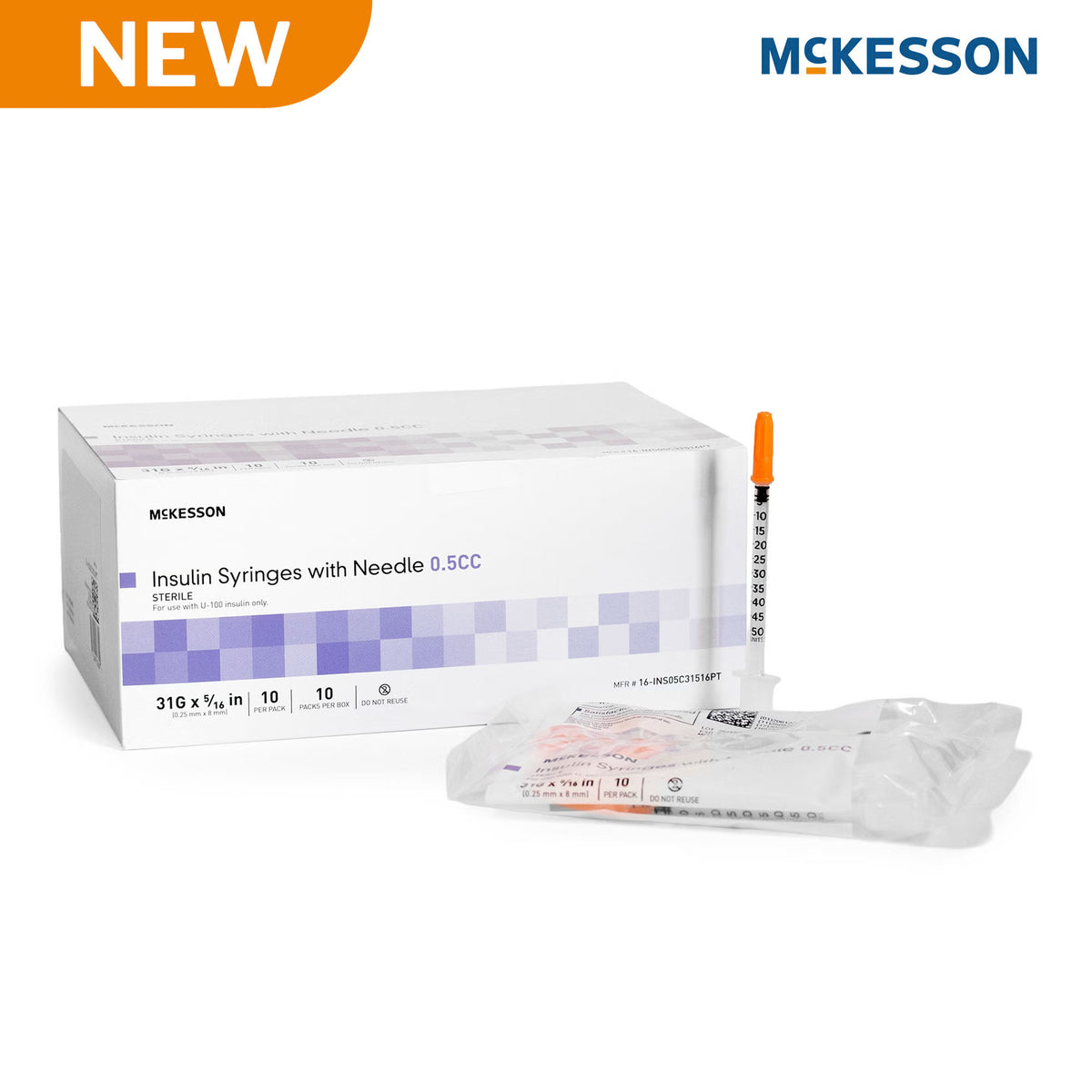 SYRINGE, INSULIN 1/2CC 31GX5/16" (10EA/BG 10BG/BX 20BX/CS), CS/2000