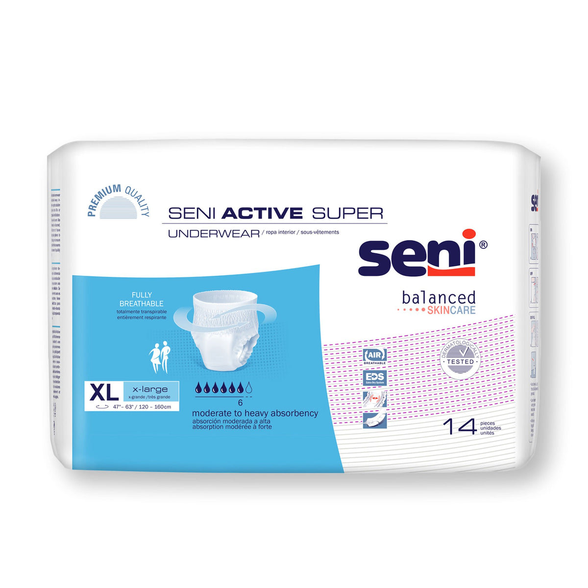 Seni® Active Super Moderate to Heavy Absorbent Underwear, Extra Large, PK/14
