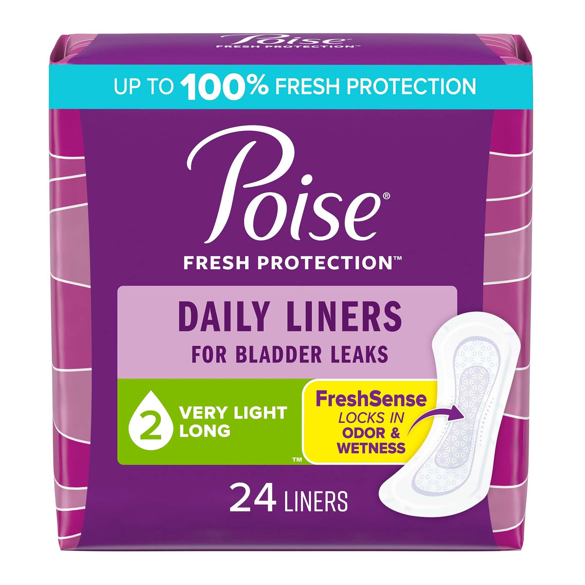 Poise® Bladder Control Pads for Women, Light Absorbency, 8.5-Inch, PK/24