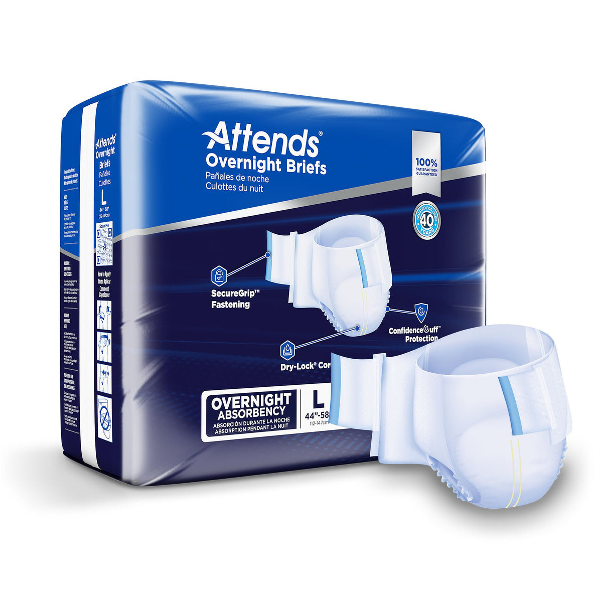 Attends® Briefs with Overnight Protection, Large, BG/14