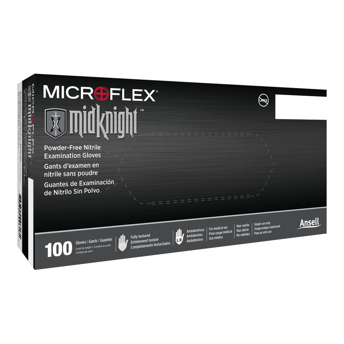 Microflex® MidKnight™ Nitrile Exam Glove, 2X-Large, Black, CS/10