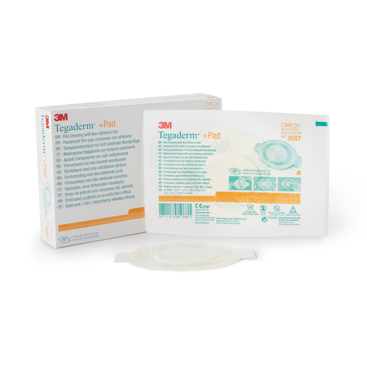 3M™ Tegaderm™ Transparent Film Dressing with Pad, 3.5 x 4 Inch, BX/25