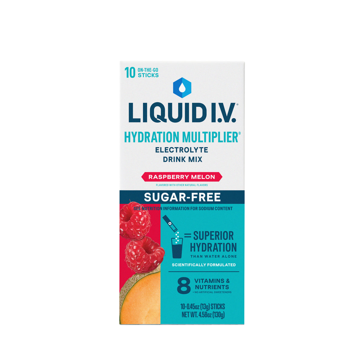 Liquid IV Electrolyte Drink Mix, Sugar Free Raspberry Melon, 10 ct, BX/10