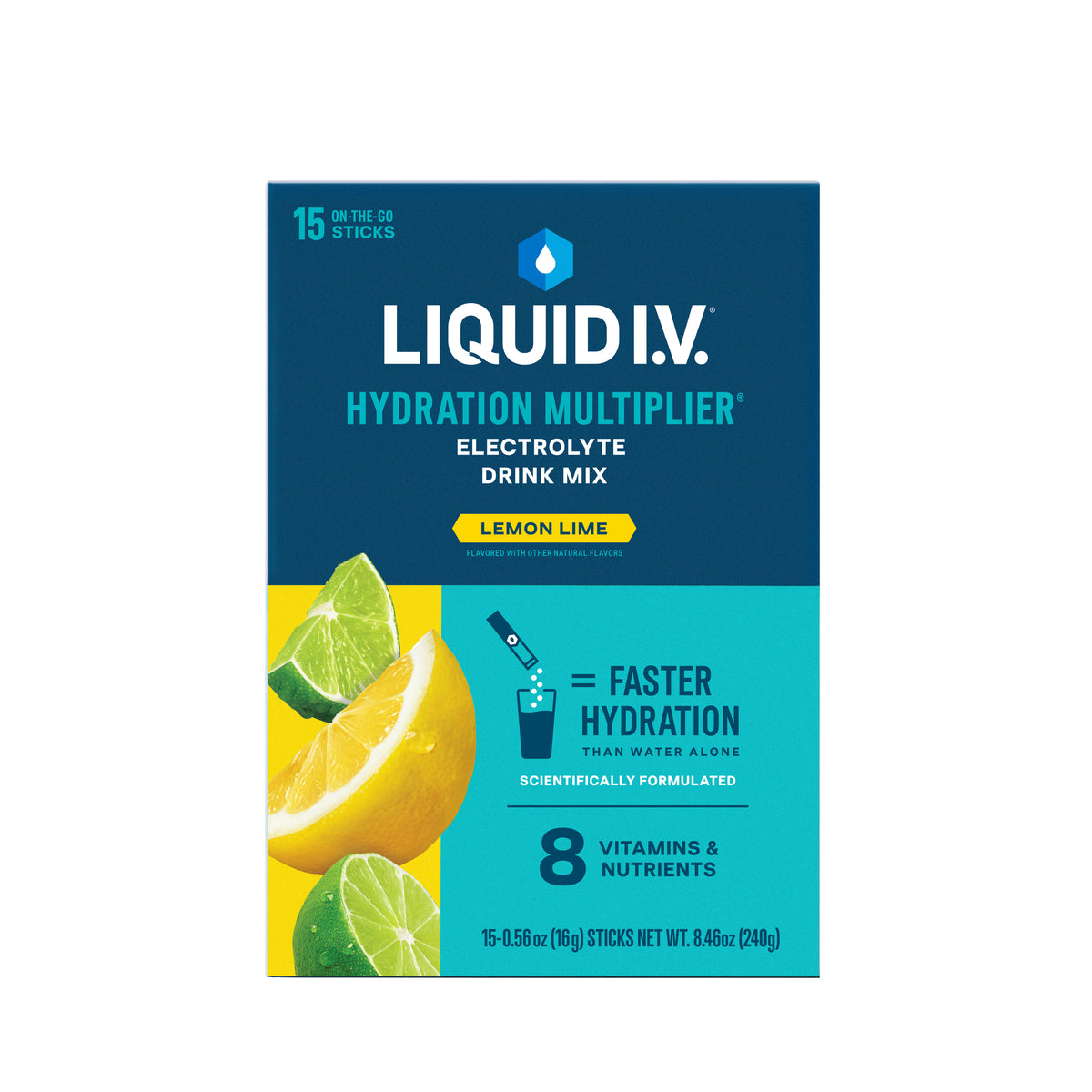 Liquid IV Electrolyte Drink Mix, Lemon Lime, 15 ct, BX/15