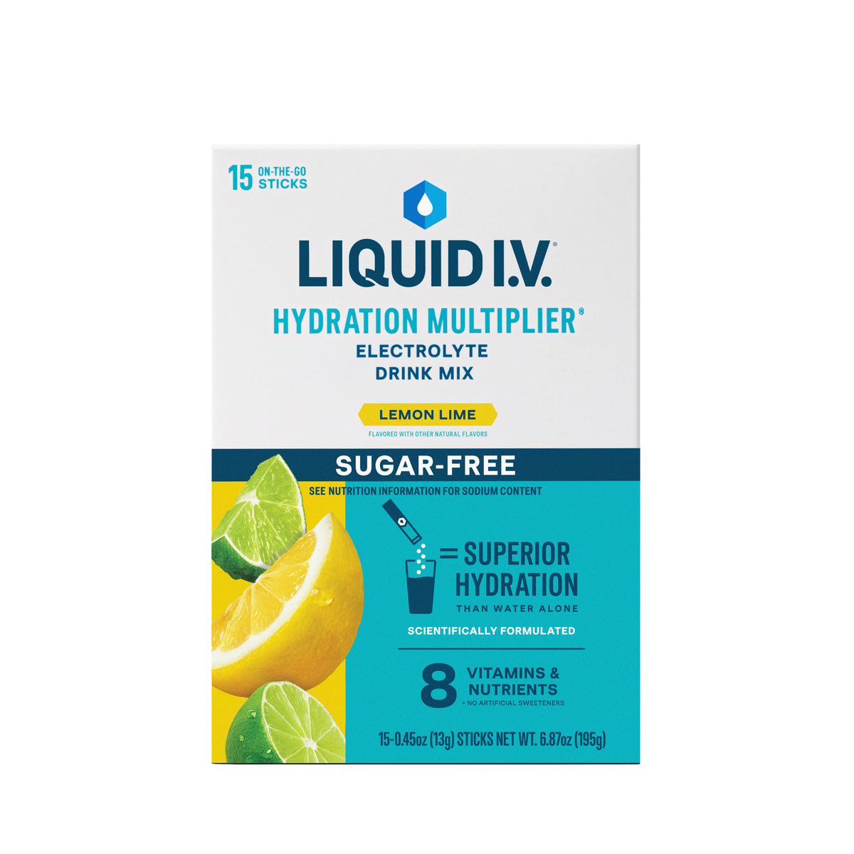 Liquid IV Electrolyte Drink Mix, Sugar Free Lemon Lime, 15 ct, BX/15