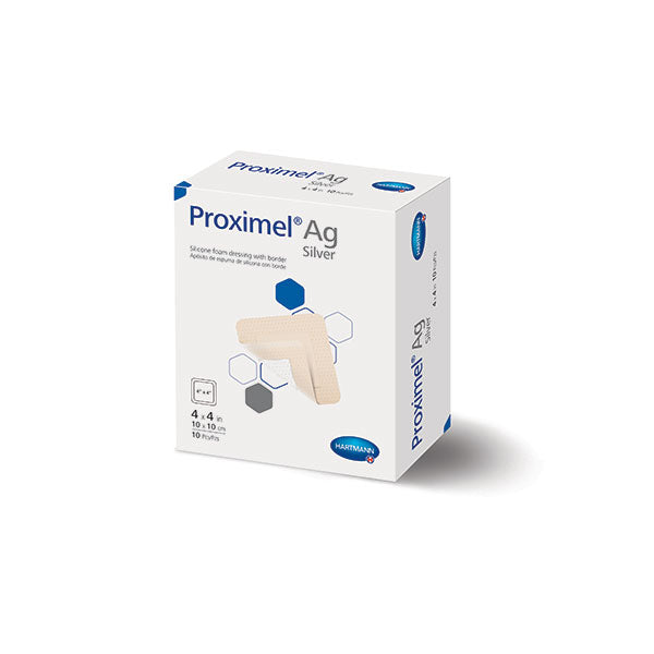 Proximel Ag Silicone Foam Dressing with Border, Small Sacrum, 7" x 6.8", EA/1