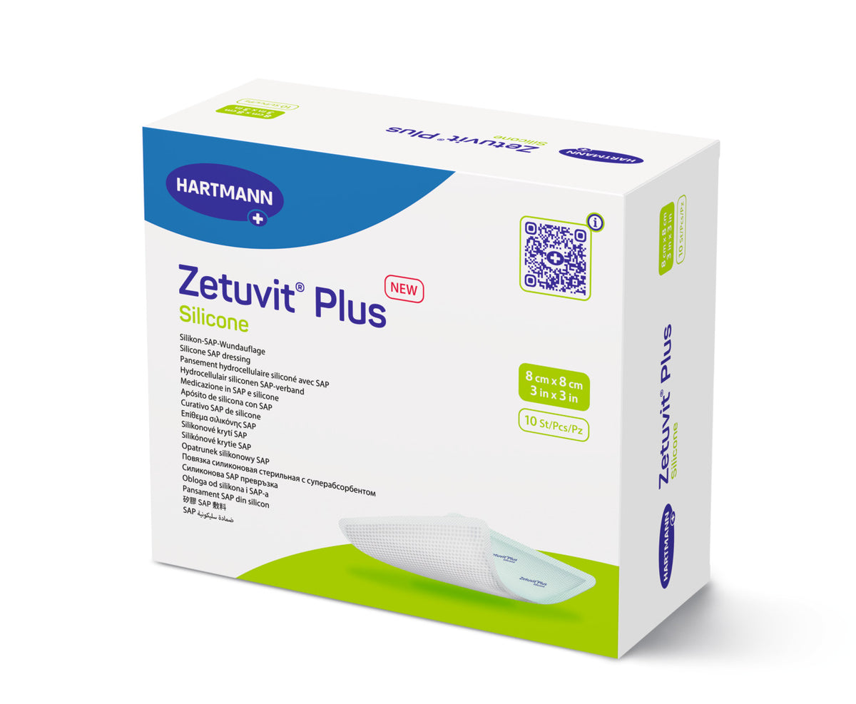 Zetuvit Plus Silicone Non-Border Superabsorbent Dressing, 3" x 3" / 8cm x 8cm - REPLACES EV413114, EA/1