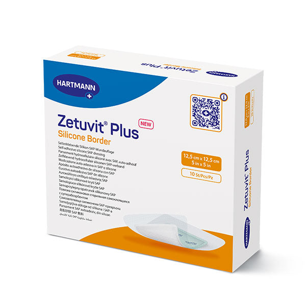 Zetuvit Plus Silicone Border Superabsorbent SAP Dressing with Silicone Adhesive, 5" x 5" - REPLACES EV413120, EA/1